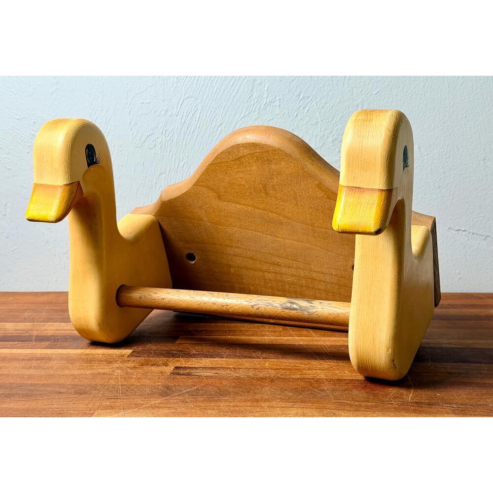 Vintage Wooden Goose Towel Wall Rack | Hand Painted Duck Geese Kitchen Decor - Picture 15 of 16